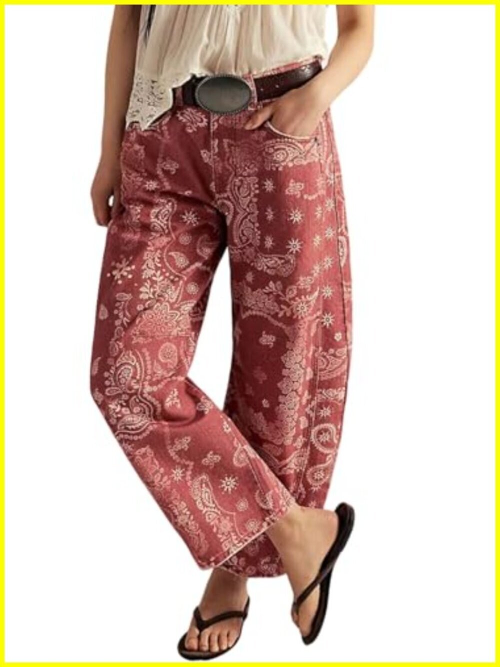 Wide Leg Floral Print Barrel Jeans Mid Rise Baggy Y2K Patchwork